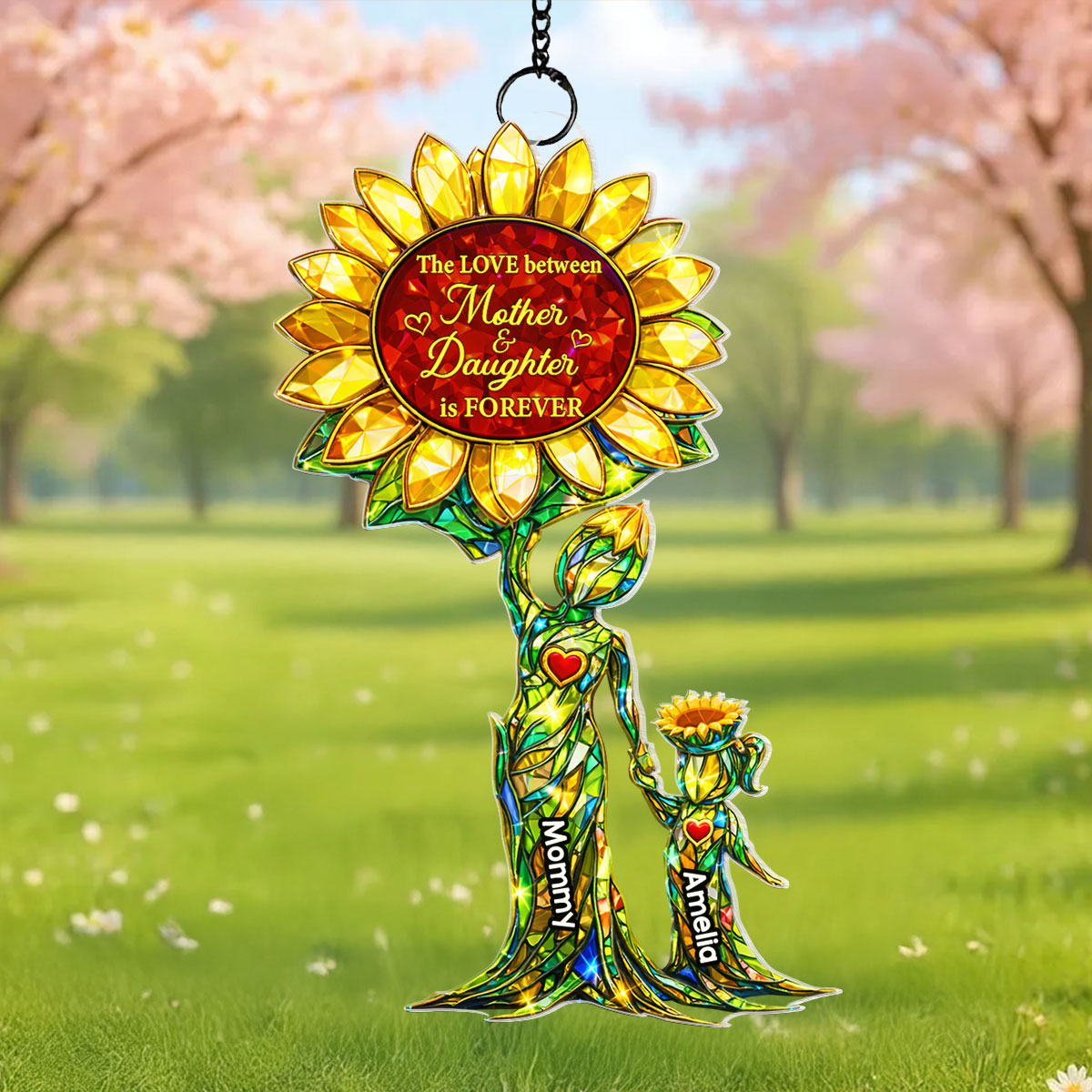 The Love Between Mother And Daughter is Forever - Personalized Suncatcher - Heartfelt Mother's Day Gift for Mom, Wife