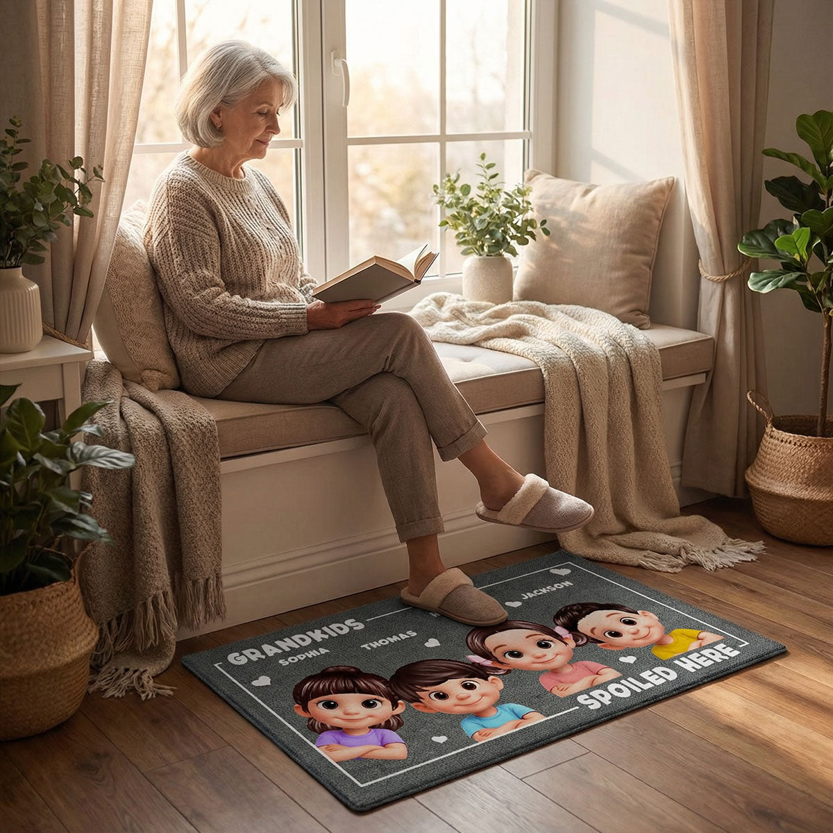 Grandkids Spoiled Here - Personalized Doormat - Mother's Day Gift For Grandma, Gift For Grandparents