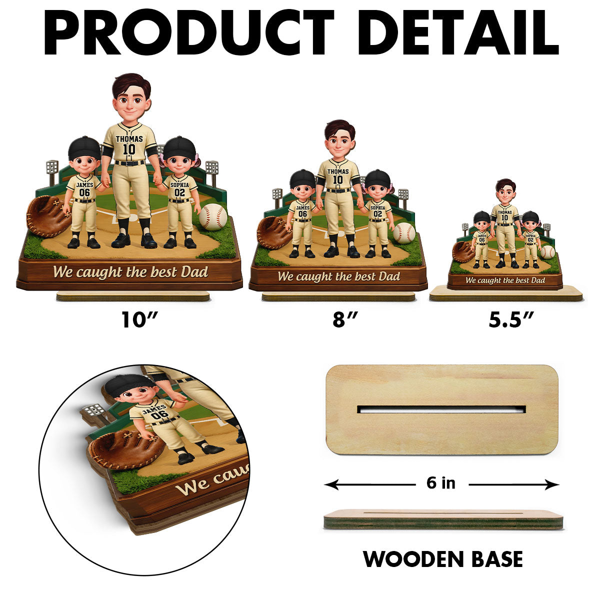 We Caught The Best Dad Baseball Field - Personalized 2-Layered Wooden Plaque -  Gift For Baseball Dad