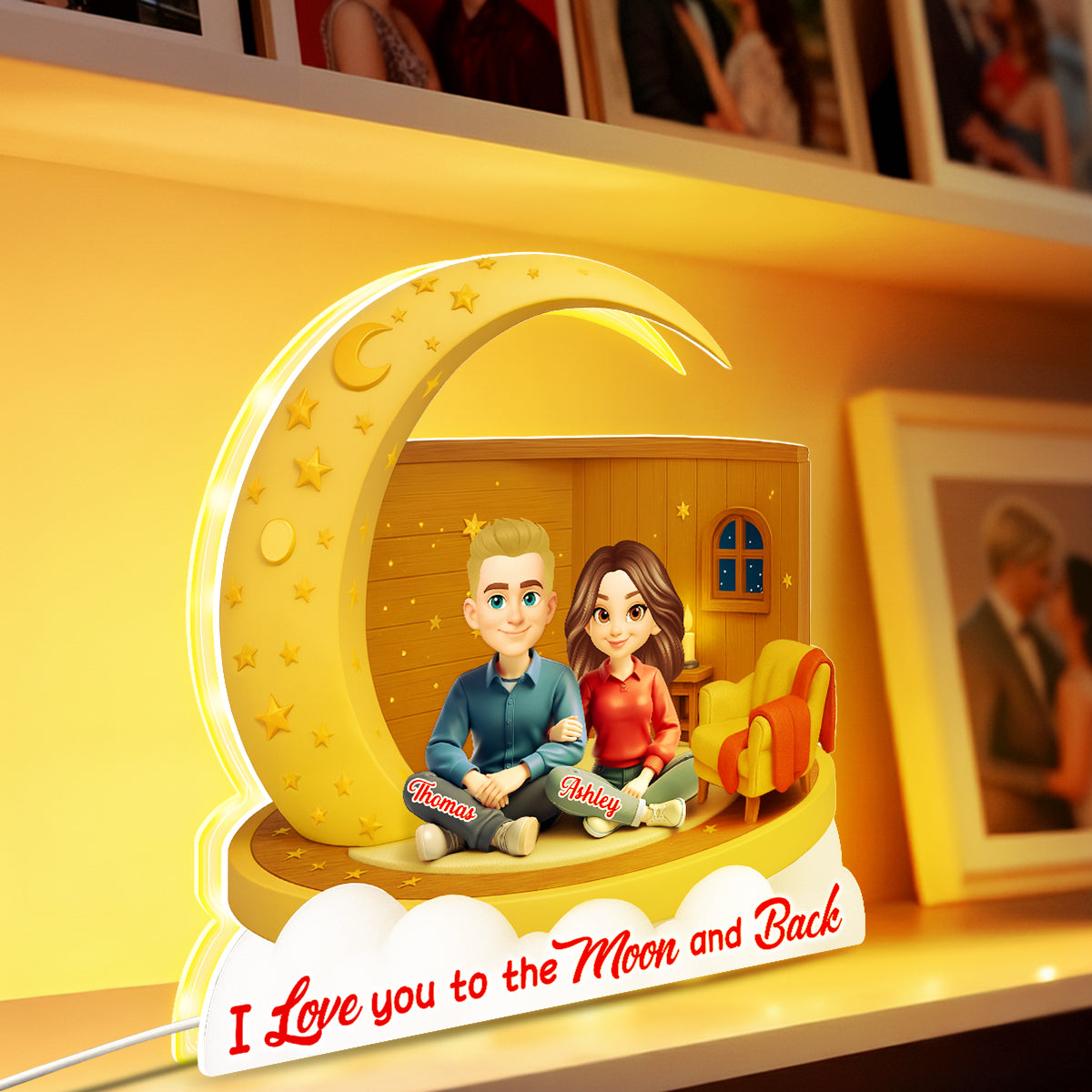 I Love You To The Moon And Back - Personalized Light Box - Gift for Couple, for Him, for Her