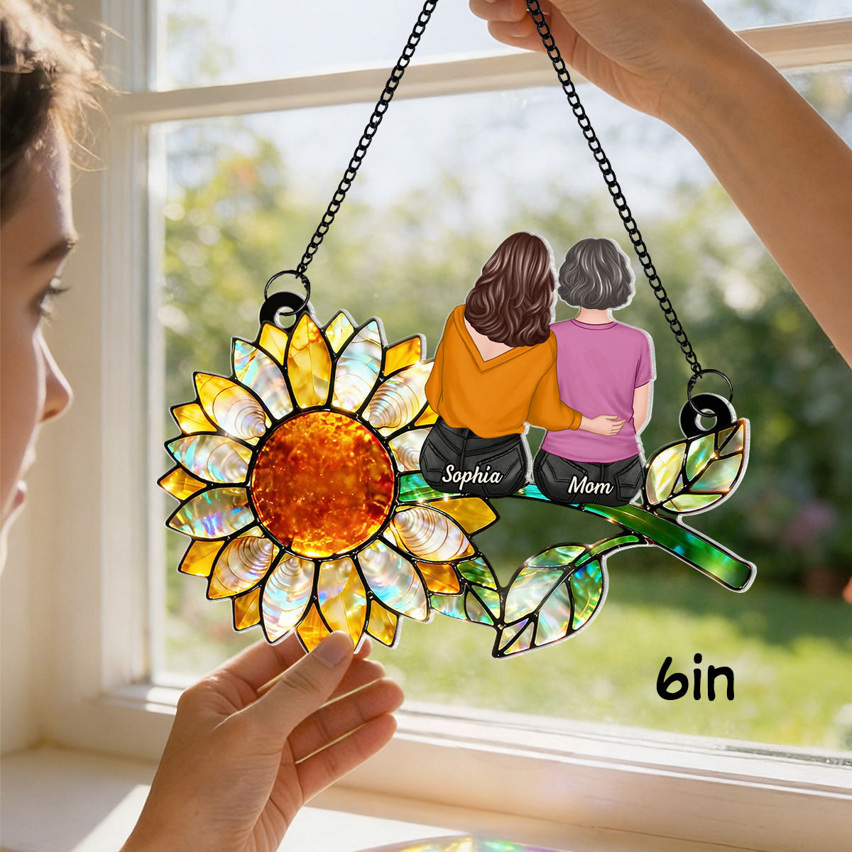 Mother Daughter Sunflower - Personalized Suncatcher - Mother's Day Gift for Mom