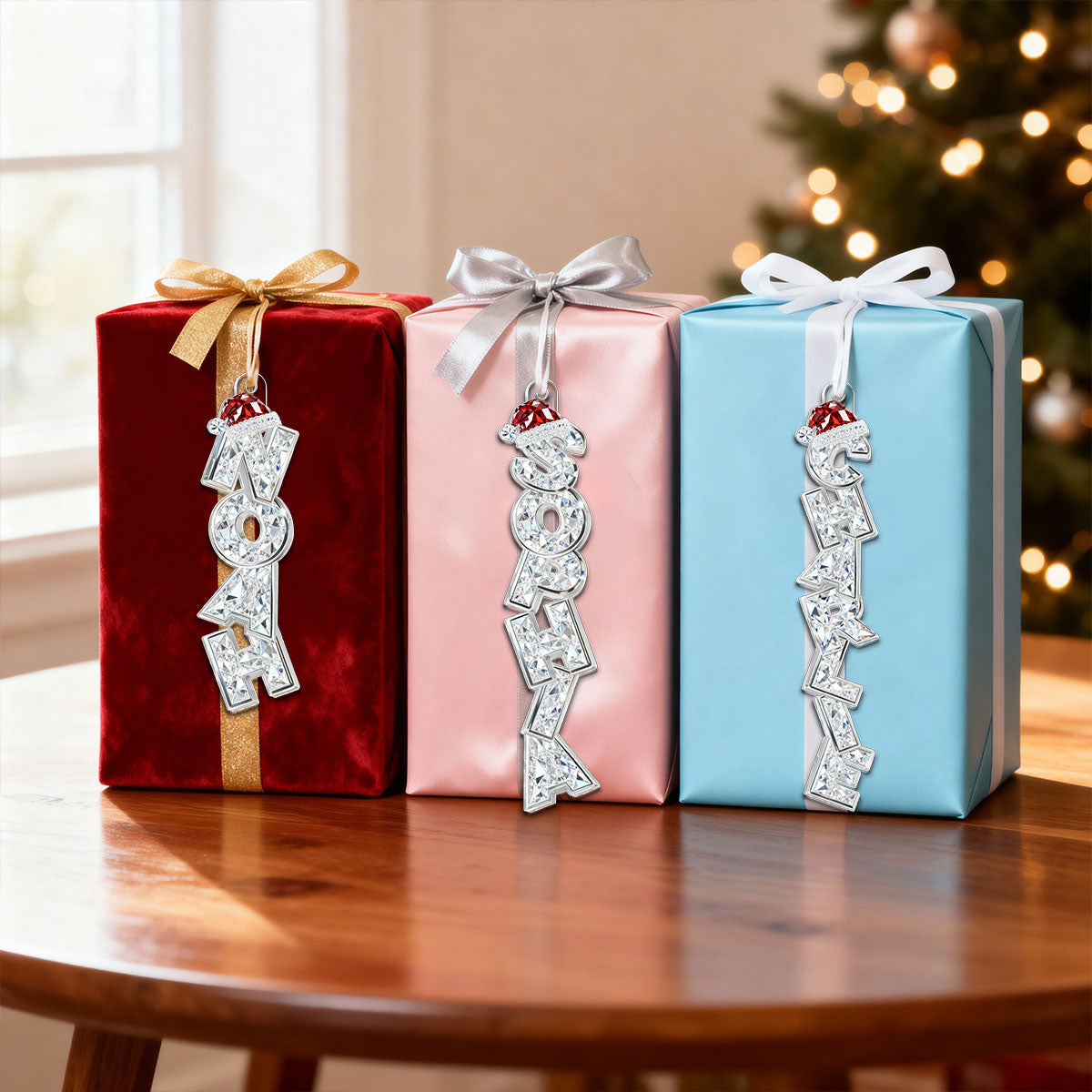 Beautiful Letters Custom Family Names Christmas - Personalized Acrylic Ornament - Gift For Family, Christmas Ornament, Christmas Stocking Name Tags