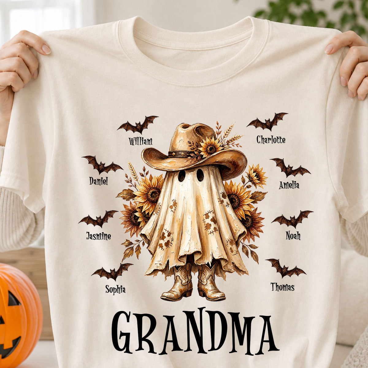 Western Cowgirl Boo Grandma Fall Season Halloween - Personalized Shirt - Halloween Gift For Grandma