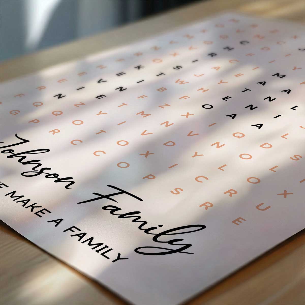 Family Name Word Search Puzzle Created In A Moment, Treasured Forever - Personalized Poster