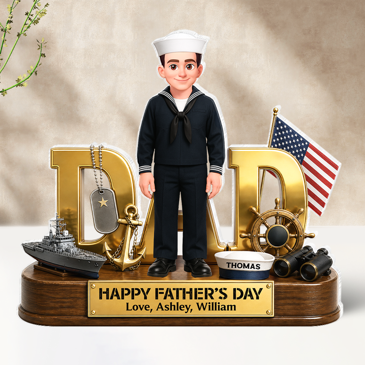 Proud American Navy Dad You Are Our Hero - Personalized Acrylic Block Plaque -  Gift For Dad
