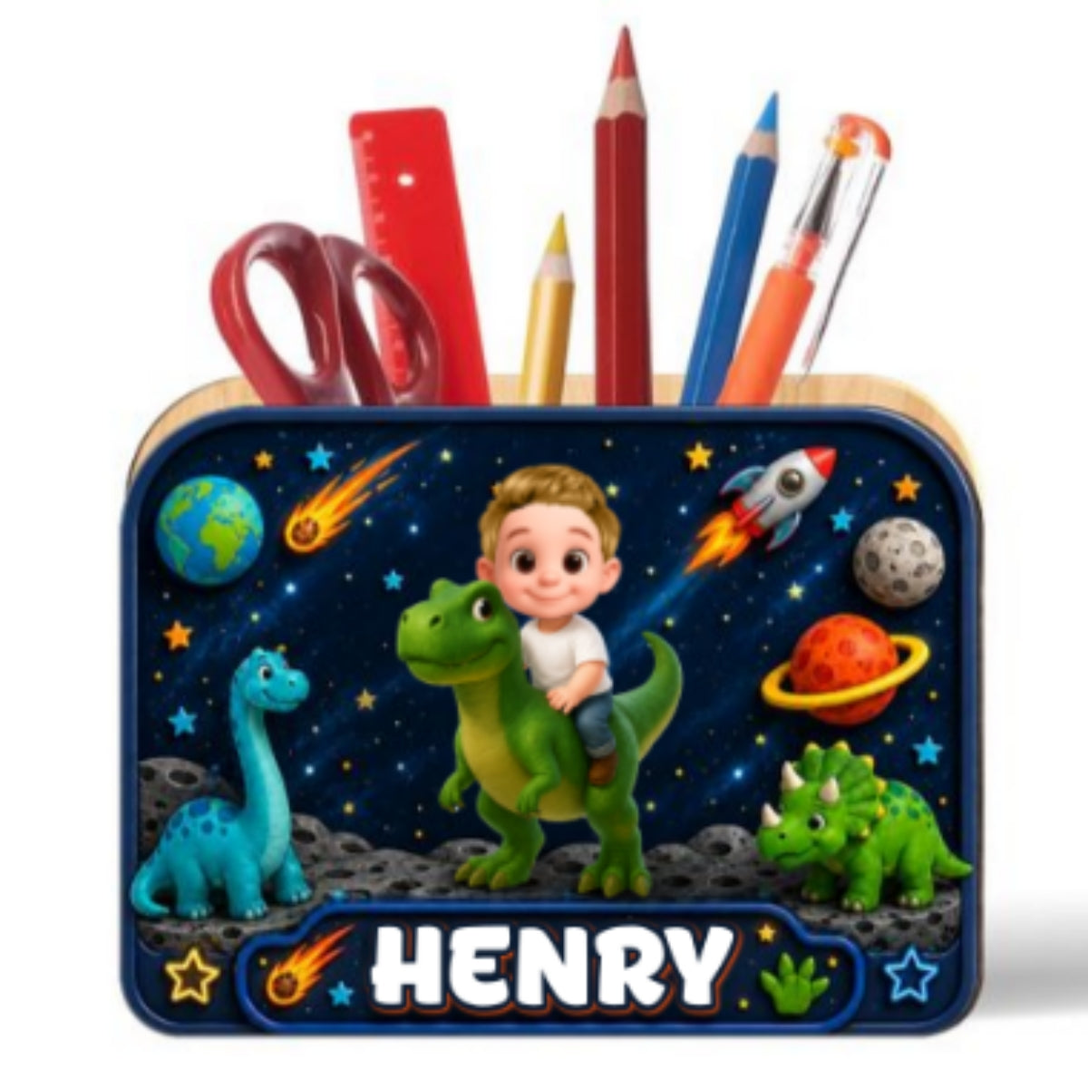 Trending Dinosaur Kid - Personalized Pencil Holder - Back To School Gift For Kid, Girl, Boy