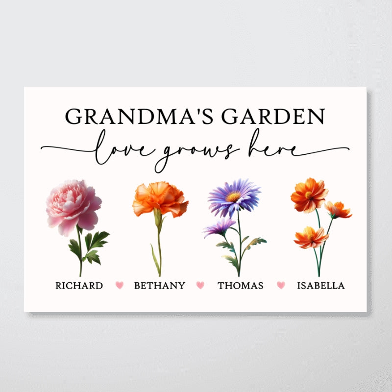 Grandma's Garden Love Grows Here - Personalised Poster - Gift for Grandma