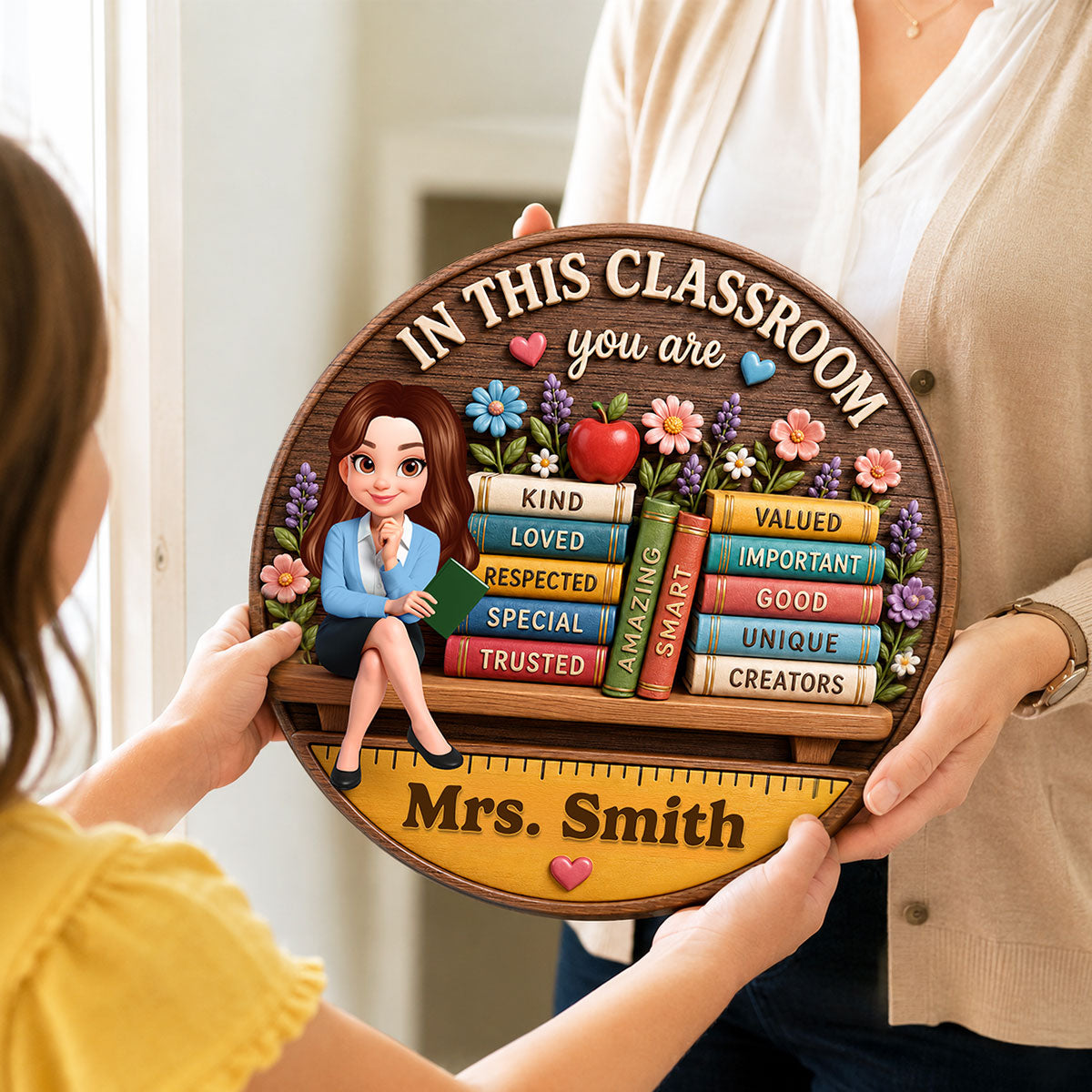 Custom Teacher in This Classroom - Personalized Wooden Door Sign - Teacher Wall Decor Sign, Back to School Gift for Teachers