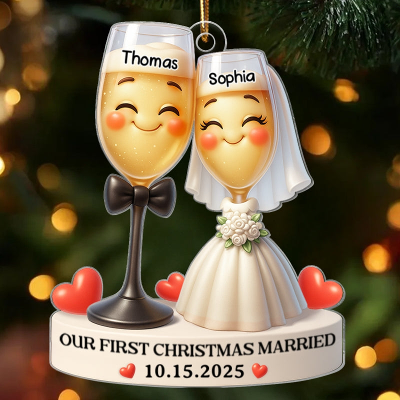 Our First Christmas Married - Personalized Acrylic Ornament - Christmas Gift for Couple, for Wife, for Husband