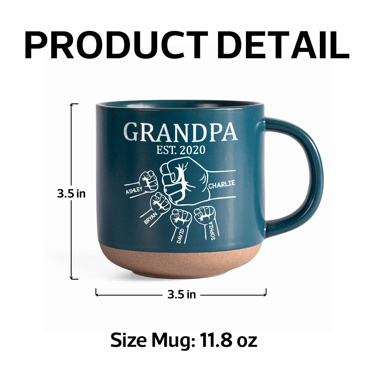 Grandpa Dad Fist Bump - Personalized Pottery Mug - Gift For Grandpa, Dad
