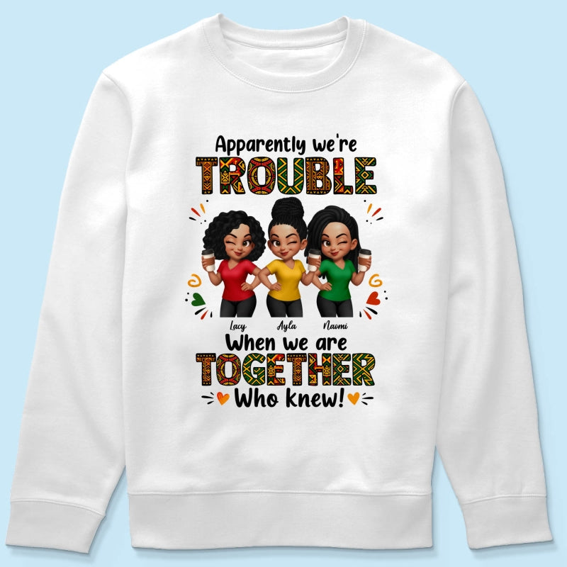 Tribal Pattern Besties Trouble Together - Personalized Shirt - Birthday Gift, Gift For Best Friends