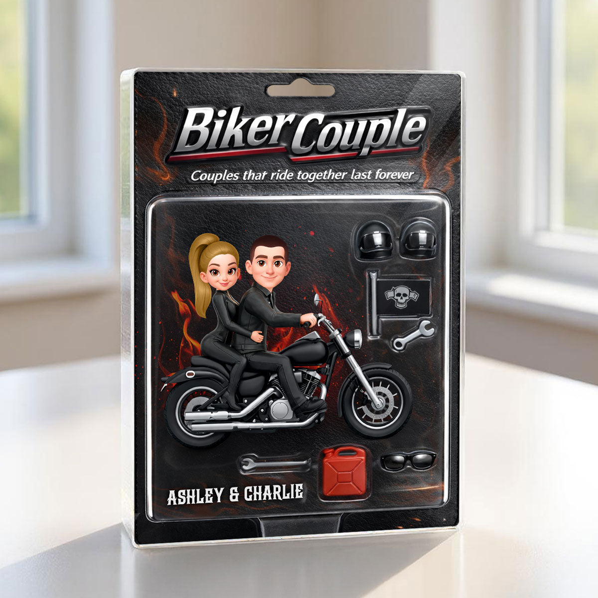 Couples That Ride Together Last Forever, Custom Action Figure Biker Couple - Personalized Acrylic Block Plaque