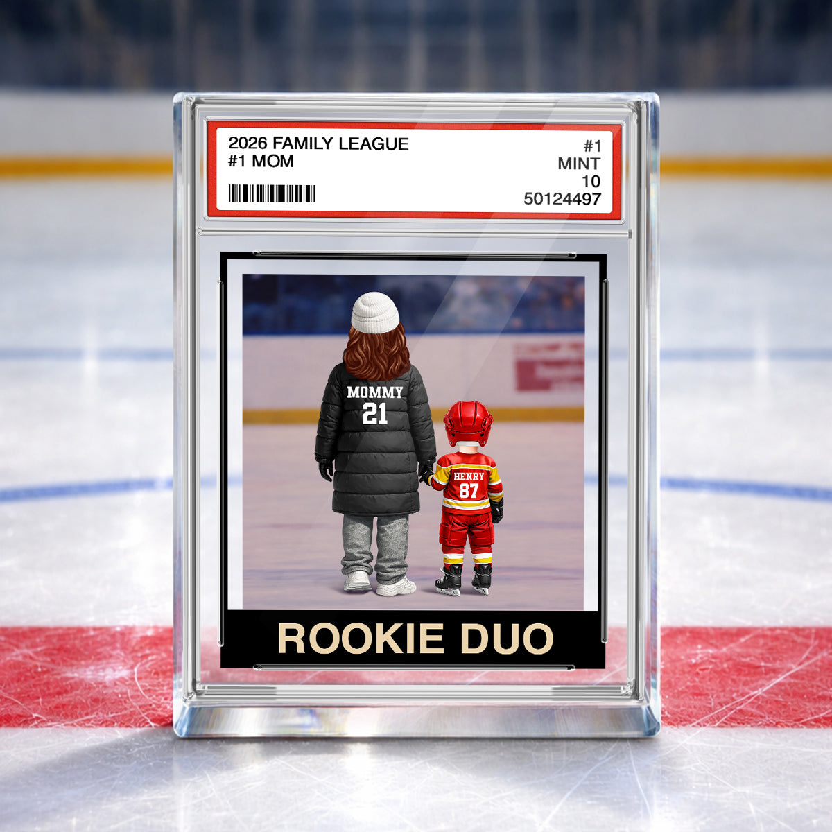 Ice Hockey Mom Kids Trading Card Style - Personalized Acrylic Block Plaque - Gift For Hockey Mom