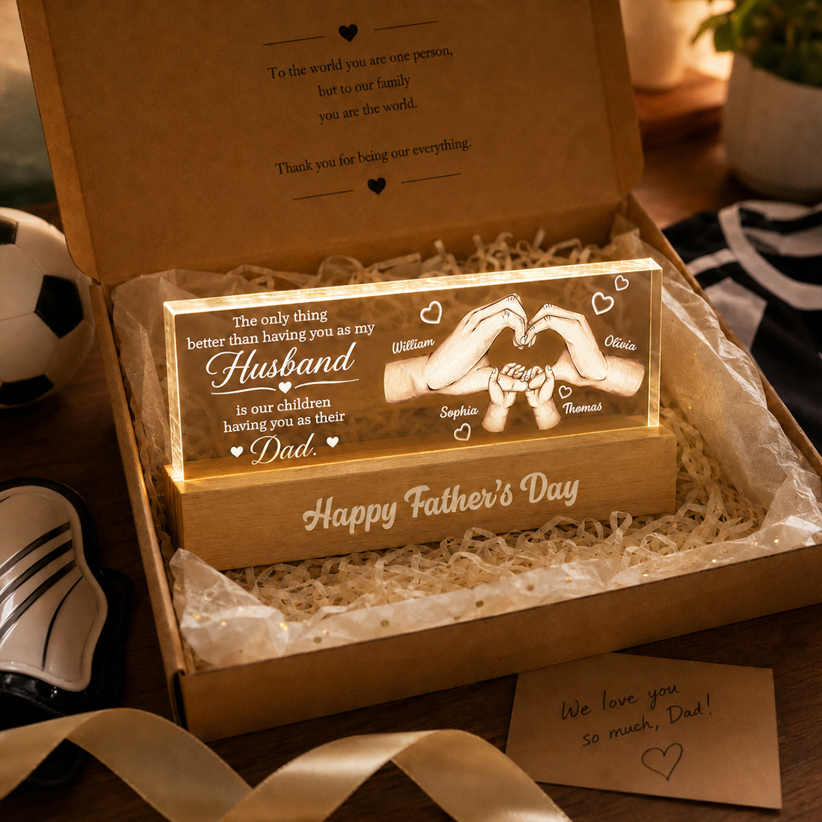 The Only Thing Having You As My Husband Family Hands - Personalized Acrylic Block LED Night Light - Father's Day Gift For Husband