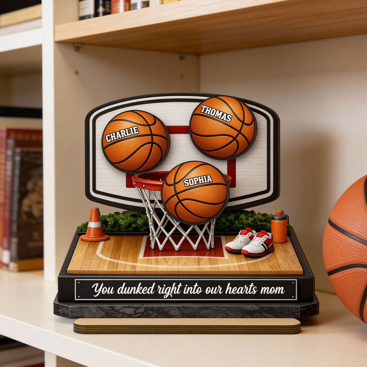 You Dunked Right into Our Hearts Basketball Mom - Personalized 2-Layered Wooden Plaque - Gift for Mom