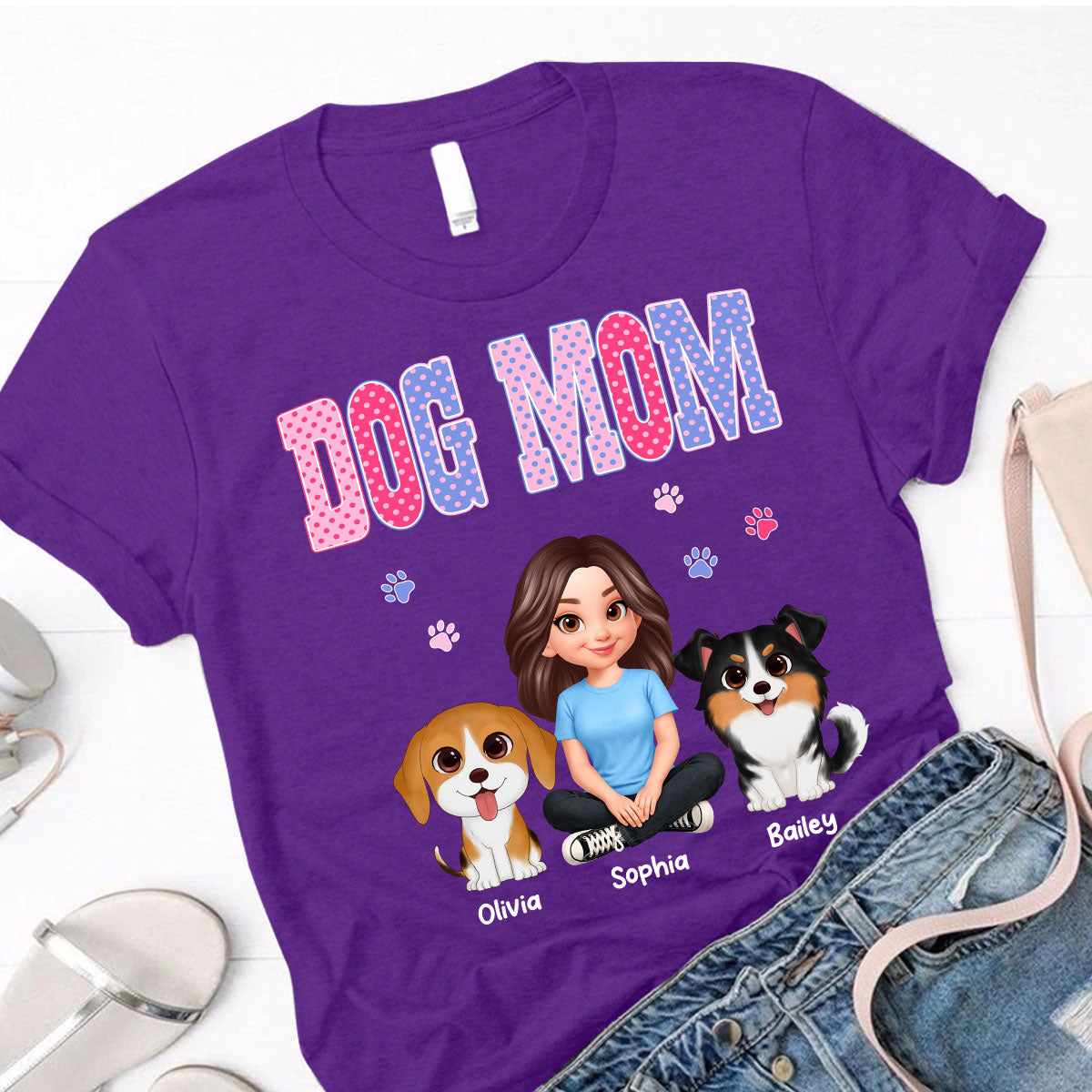 Trending Polka Dot Pattern Spring Summer Vibe Dog Mom - Personalized Shirt - Mother's Day Gift For Dog Mom