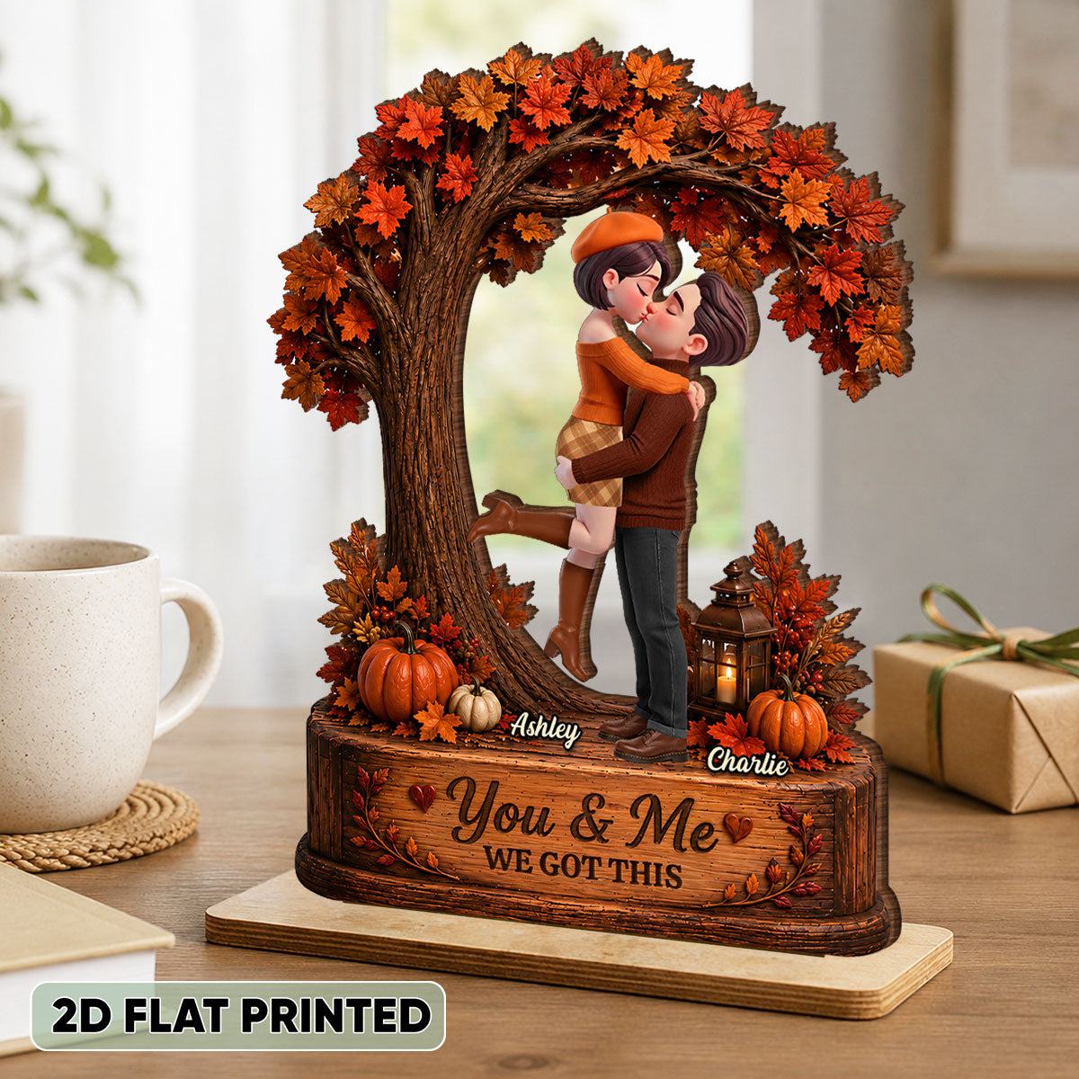 Couple Under Tree We Got This - Personalized 2-Layered Wooden Plaque - Fall Season Decor Gift, Gift For Couple