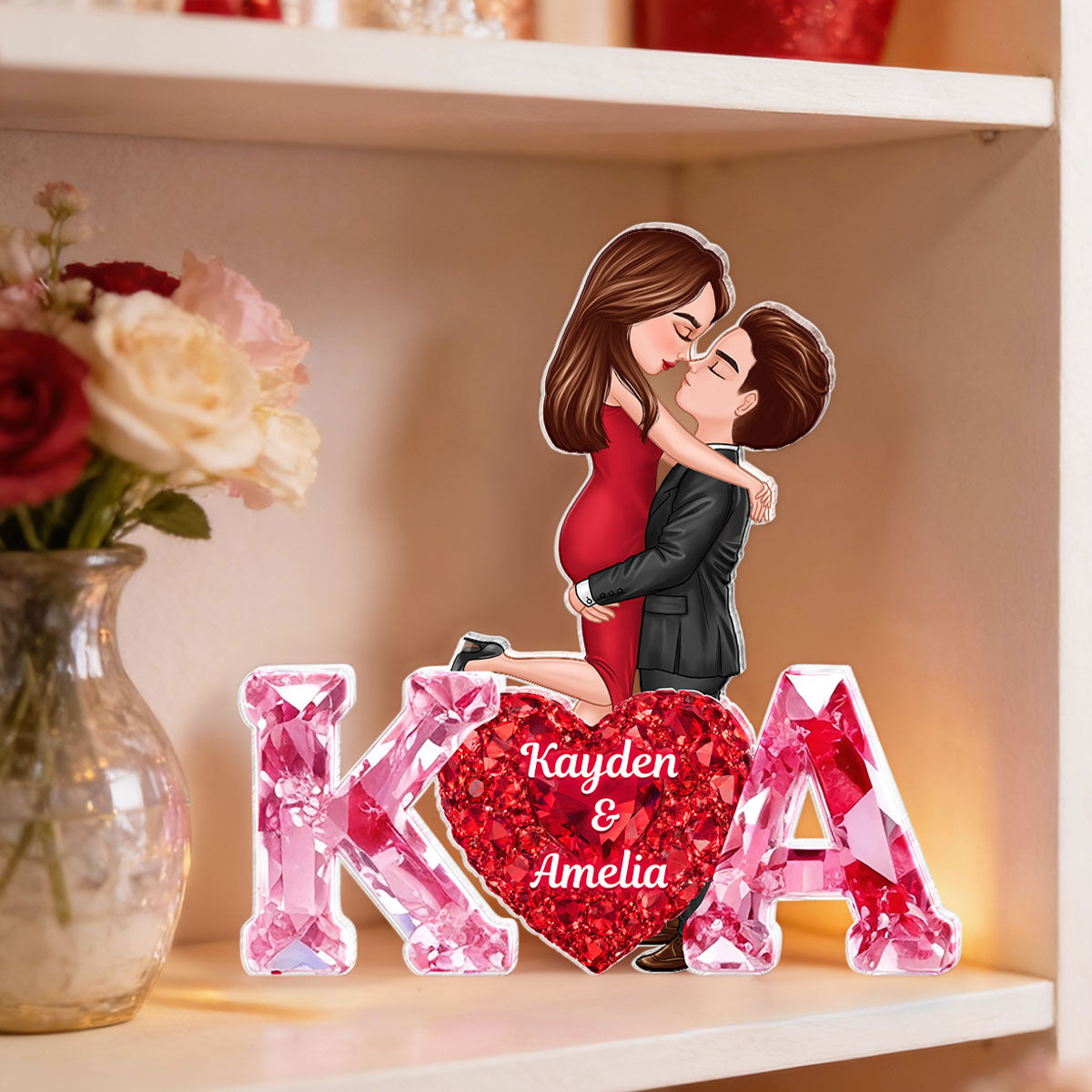 Loving Couple Initial - Personalized Acrylic Block Plaque - One of a Kind Gift for Her, Gift for Him