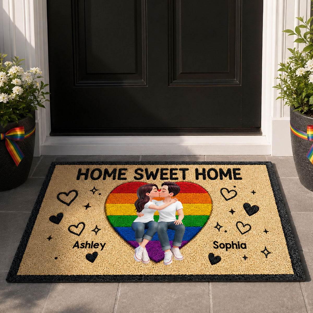 LGBT+ Couple Home Sweet Home - Personalized Doormat - Gift For Couple, Happy Pride Month