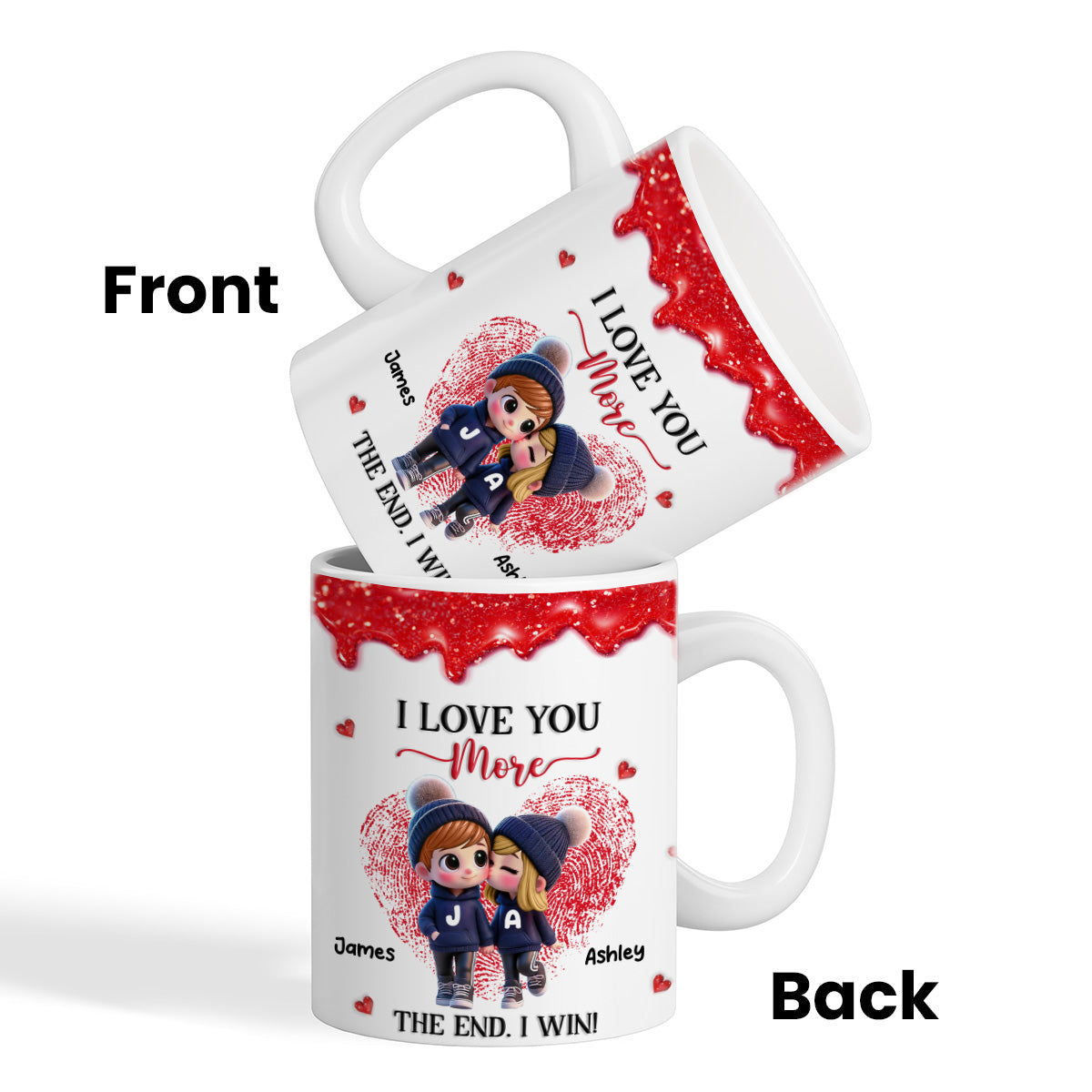Love You More I Win Cartoon Couple - Personalized Mug - Valentine's Day Gift, Anniversary Gift For Him, For Her