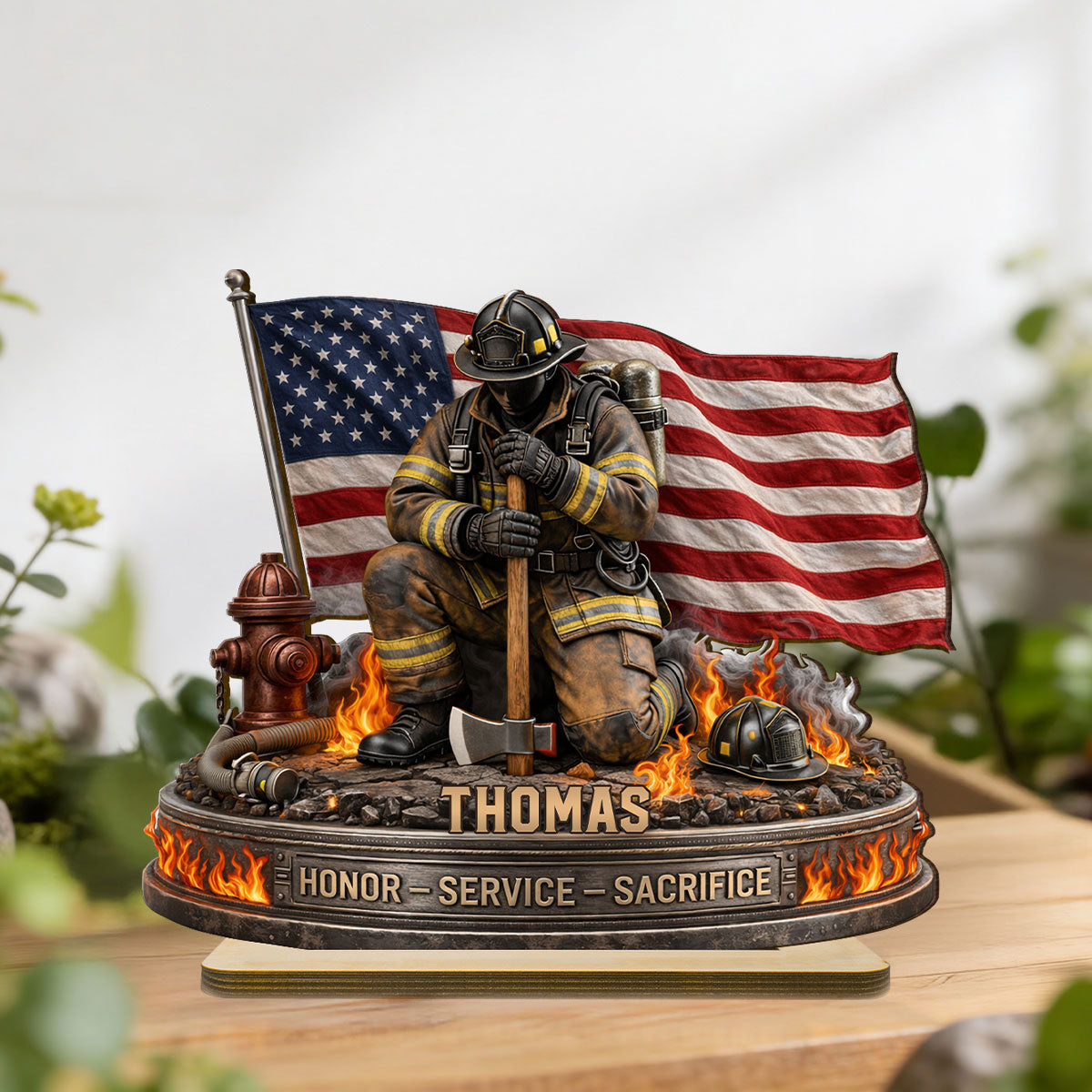 Firefighter Honor Service Sacrifice - Personalized Wooden Plaque - Appreciation