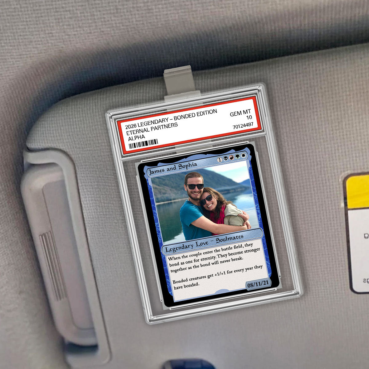 Custom Photo Fantasy Trading Card Style - Personalized Acrylic Car Visor - Valentine's Day, Anniversary Gift For Him, For Her