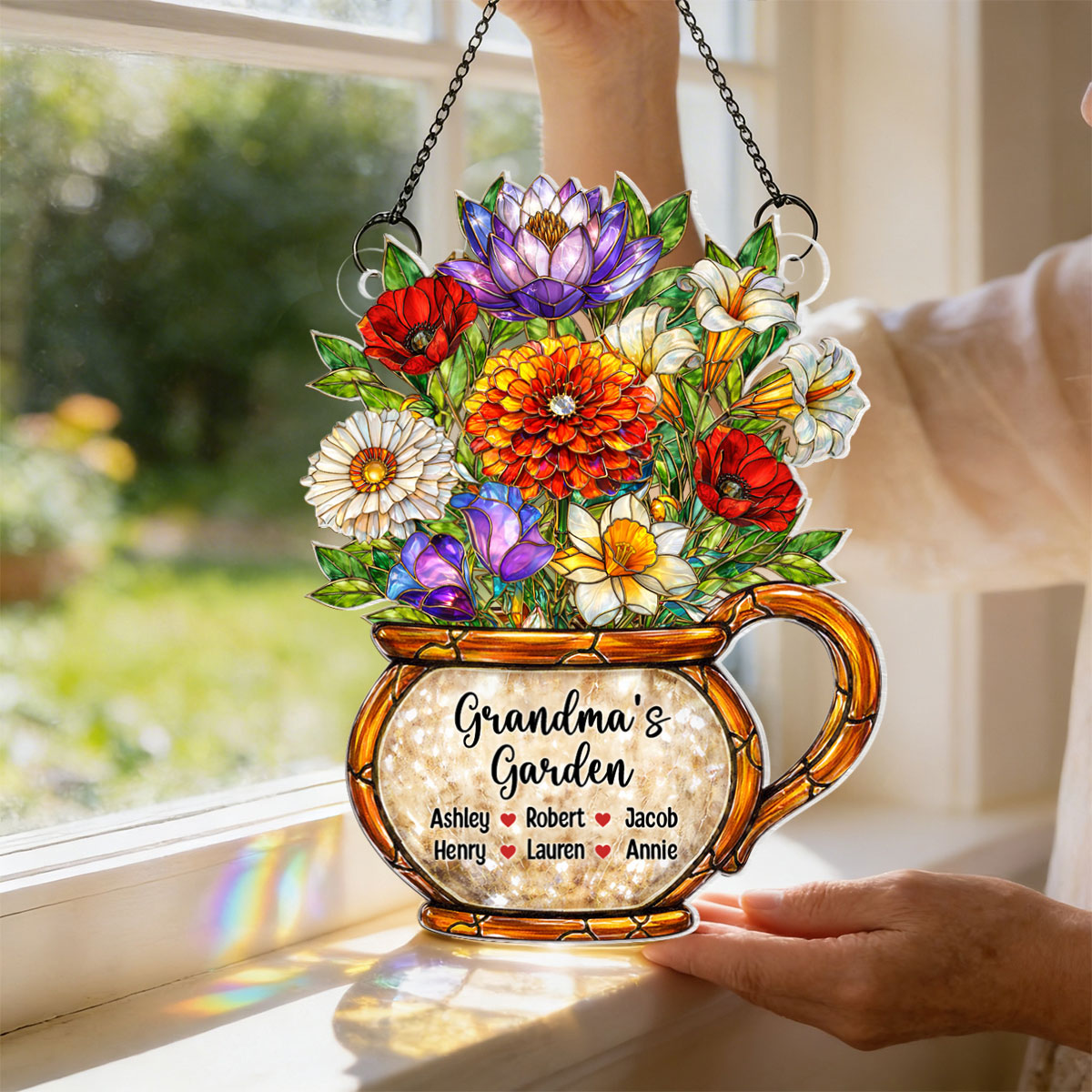 Grandma's Garden Birth Flowers - Personalized Suncatcher - Sentimental Mother's Day Gift for Grandma, Mom, Wife