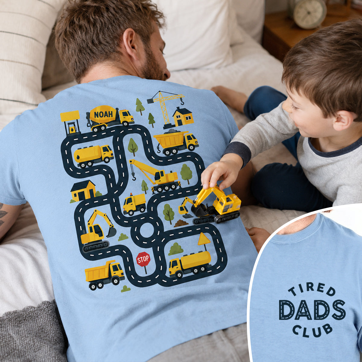 Tired Dads Club Construction Car Track Massage - Personalized Shirt - Funny Father's Day Gift For Dad, Husband