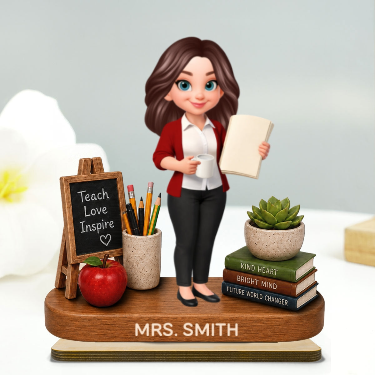 Teacher Things Teach Love Inspire - Personalized 2-Layered Wooden Plaque - Back To School Gift For Teacher, Classroom Decor
