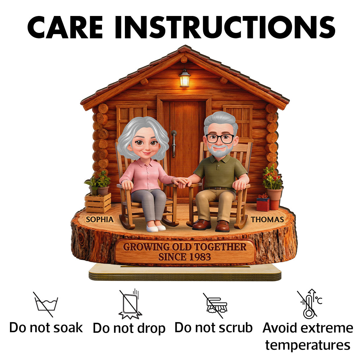 Endless Love Couple Growing Old Together Cabin Wood House - Personalized 2-Layered Wooden Plaque - Anniversary Gift For Couple