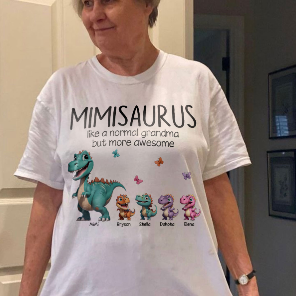 Grandmasaurus And Kids 3D Effect Dinosaurs Personalized Shirt | A Heartfelt Gift for Grandma's Birthday, Mother’s Day, or Just Because
