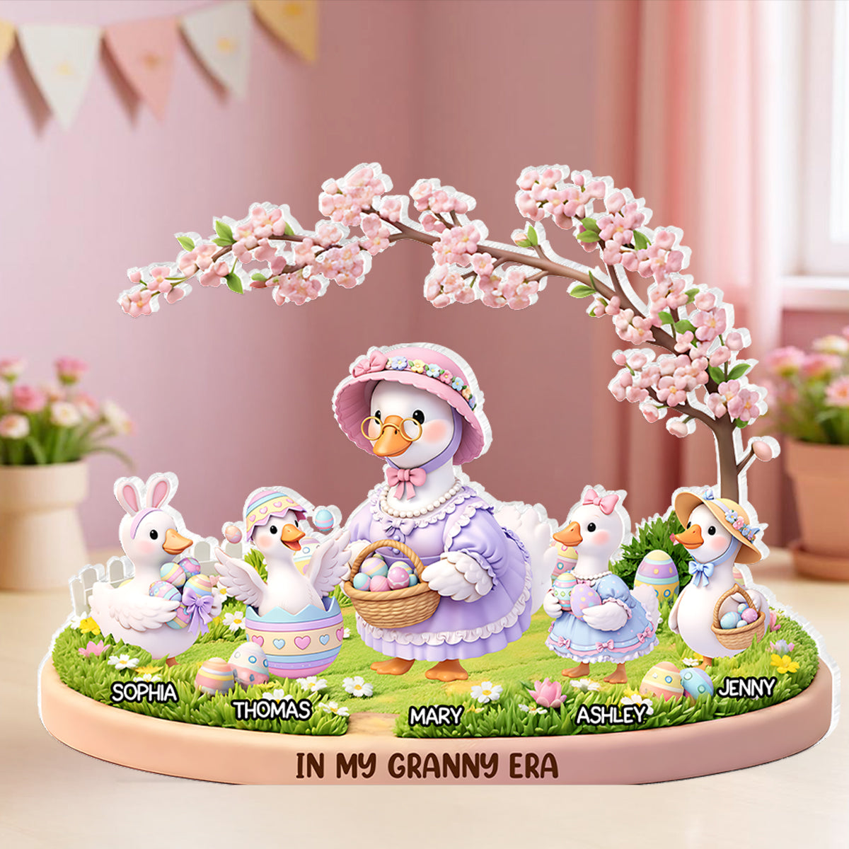 The Egg-cellent Grandkids In Granny Era - Personalized Acrylic Block Plaque - Easter Decor Gift For Grandma