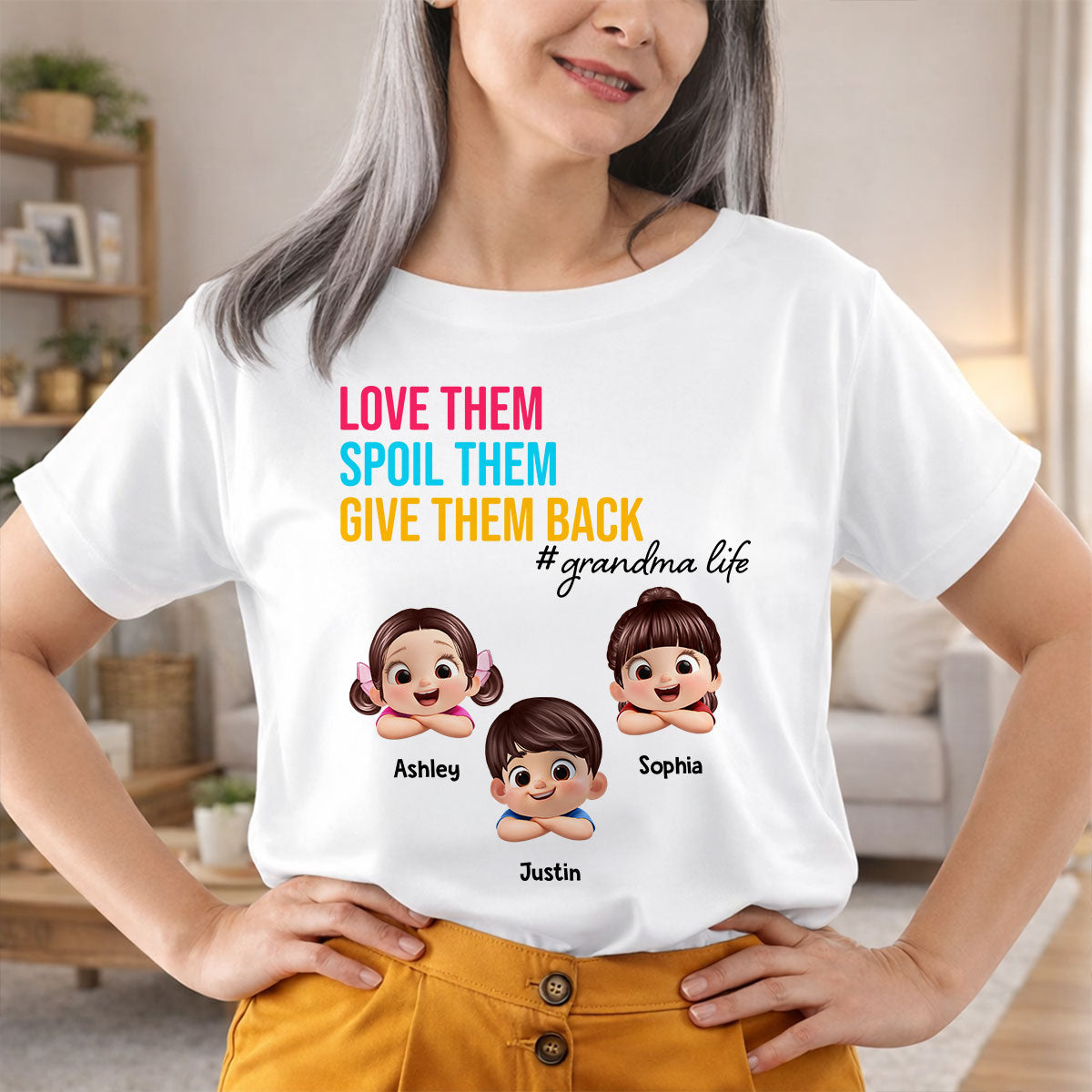 Love Them Spoil Them Give Them Back - Personalized Shirt - Gift for Grandma