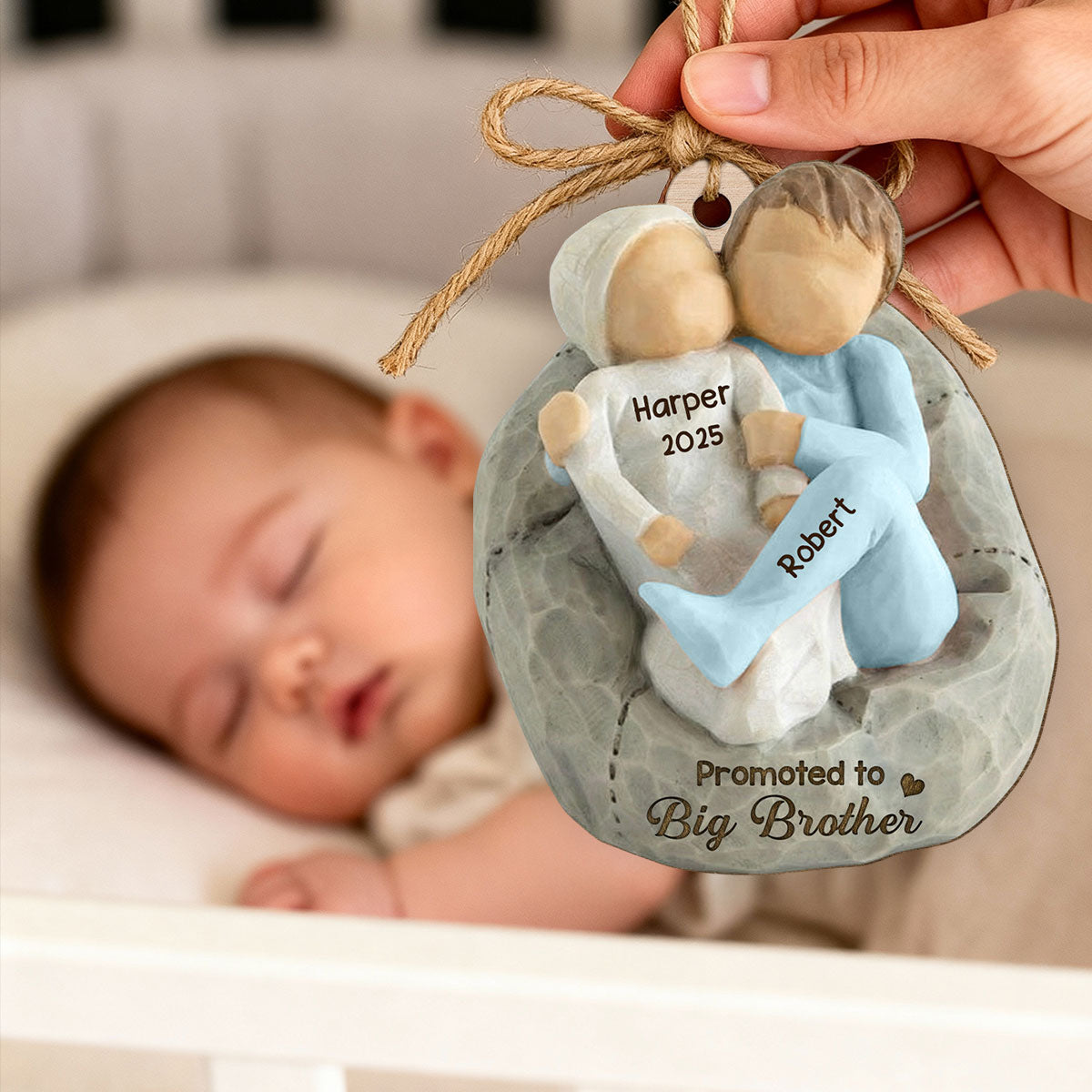 Promoted To Big Sister Big Brother - Personalized Wooden Ornament - New Big Brother, New Big Sister Gift