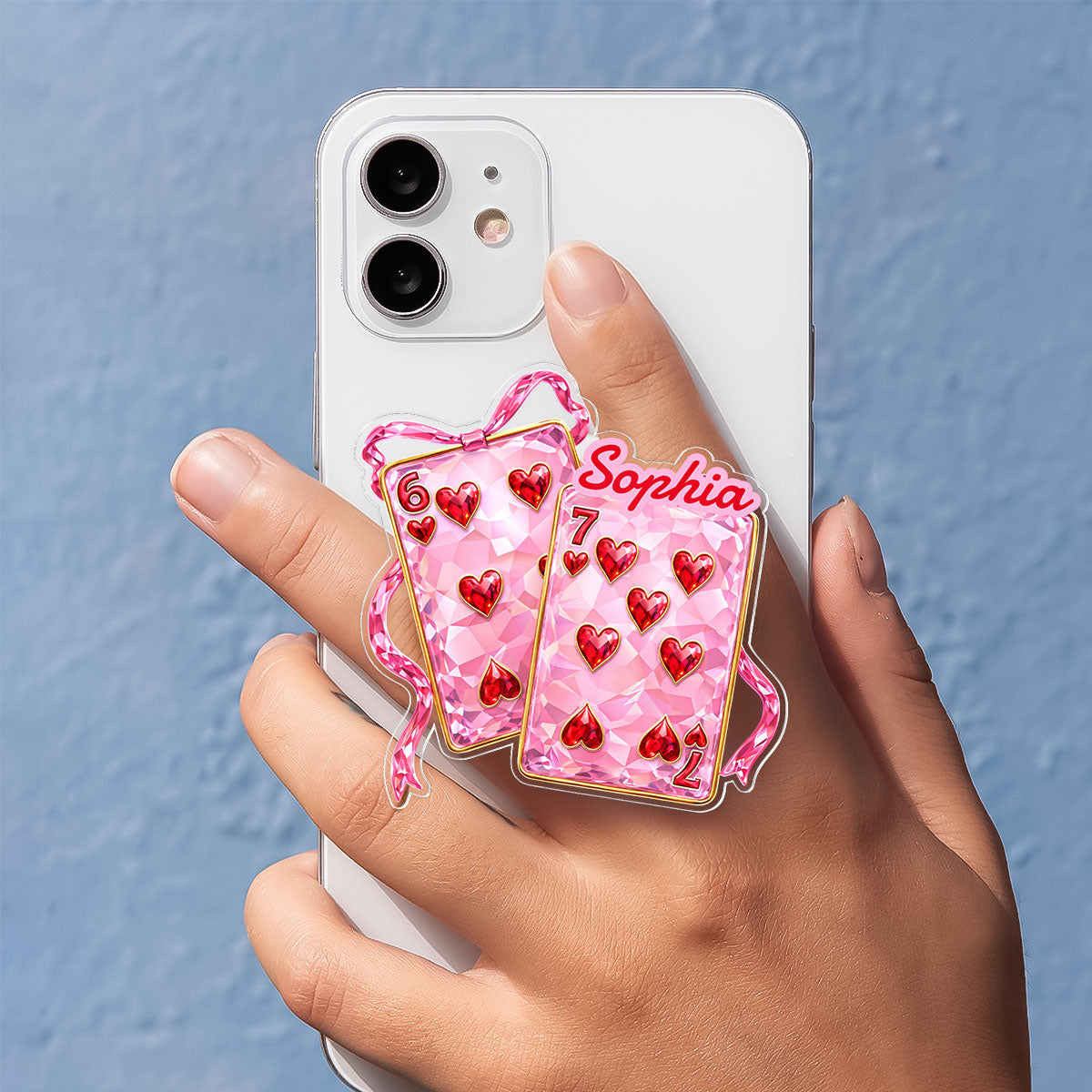 Playing Cards Valentine 6 7 Coquette - Personalized Acrylic Magnetic Phone Grip - Gift for Myself