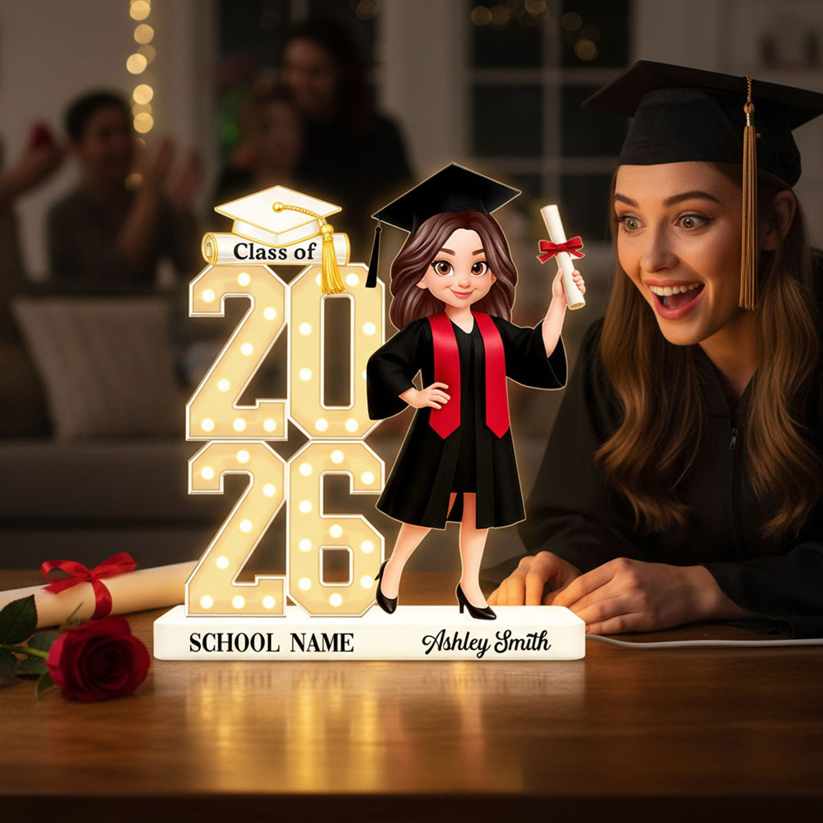 Class Of 2026 2027 Senior 2D Flat - Personalized Light Box - Graduation Gift For Graduates, Daughter, Son