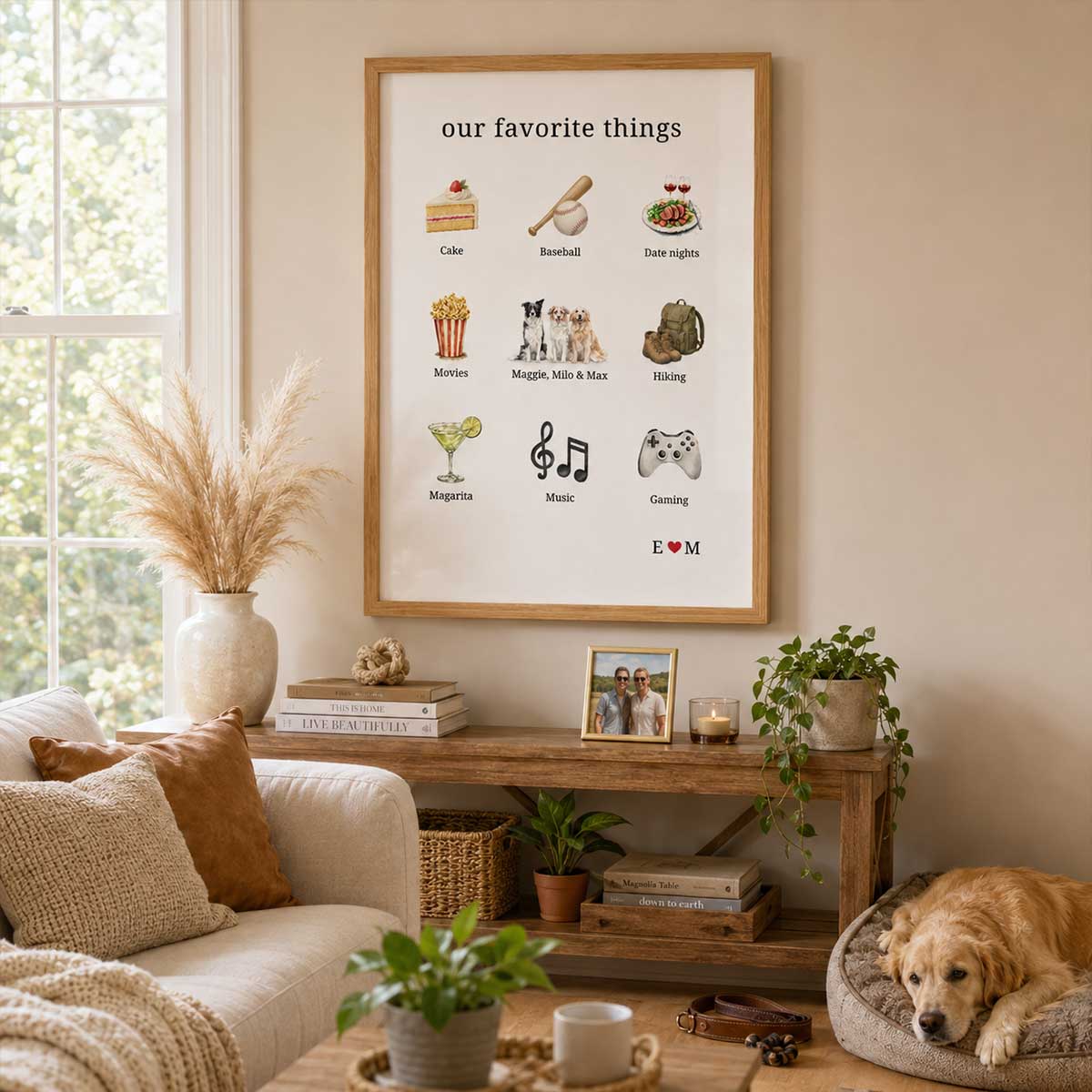 Our Favorite Things Couple & Dogs - Personalized Poster