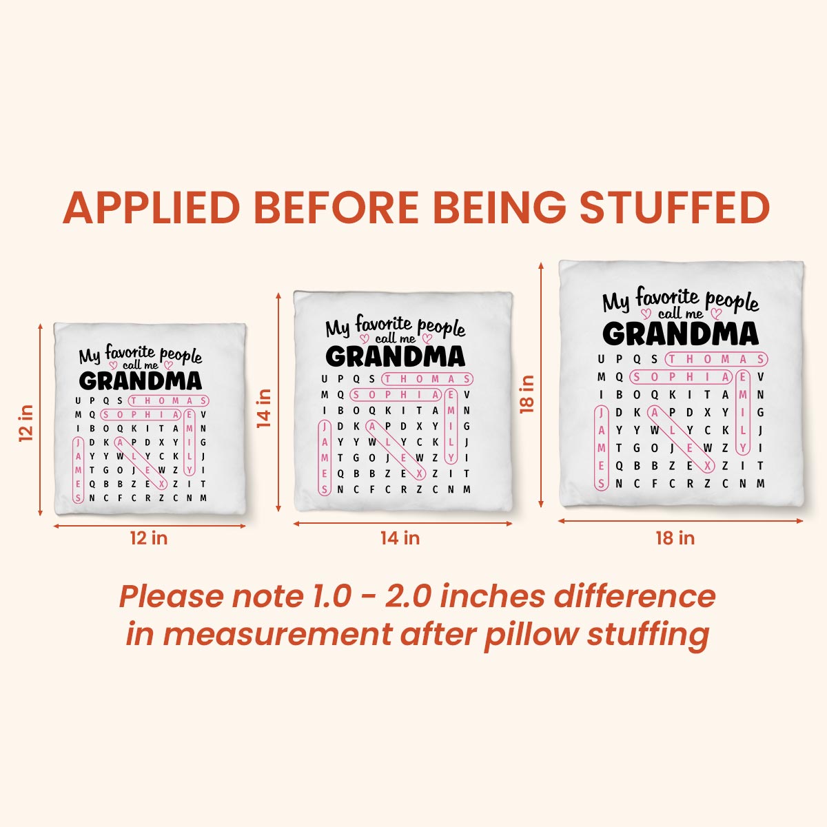 Grandma's Favorite People Word Search Puzzle - Personalized Pillow - Mother's Day Gift For Grandma Mom