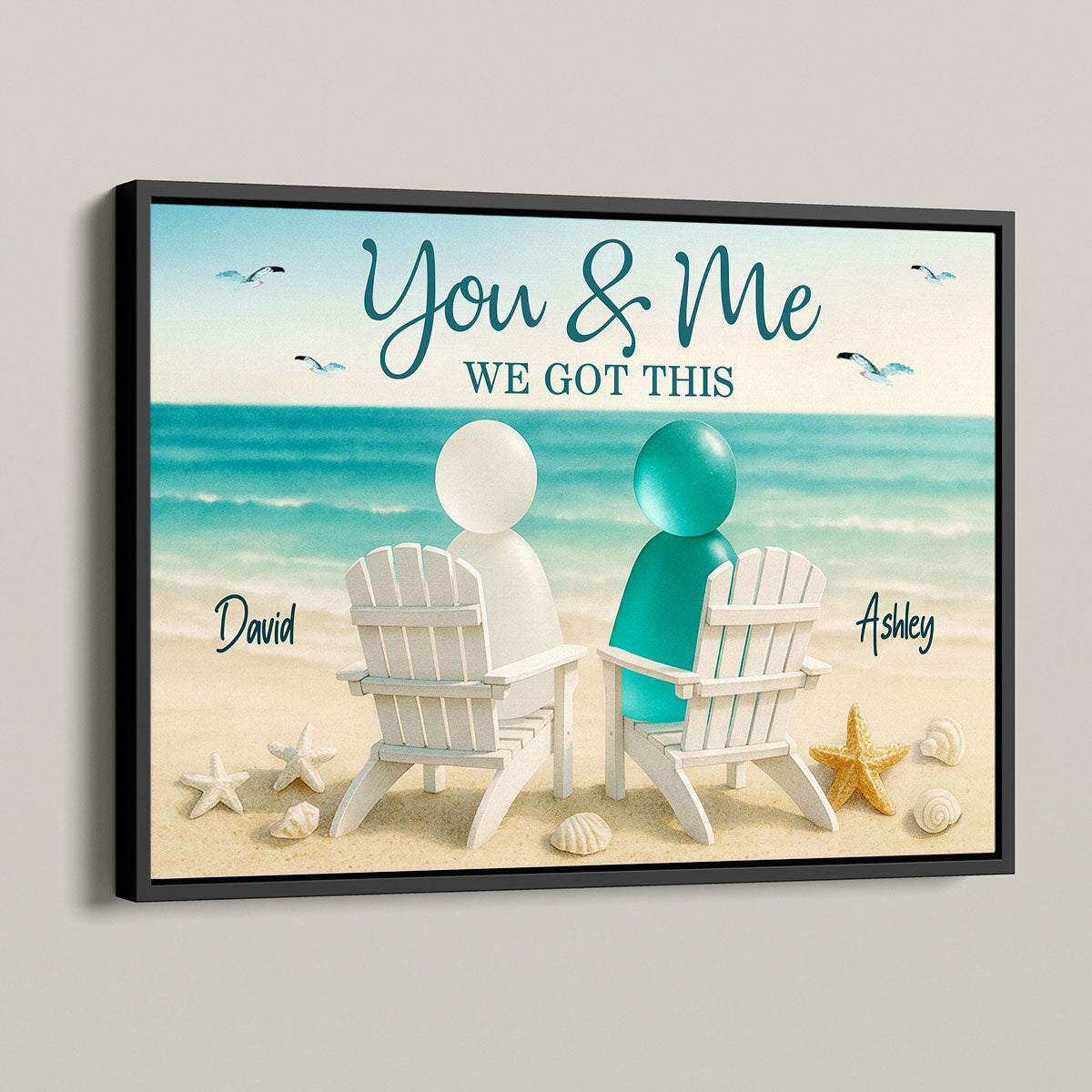 3D Sea Glass Effect Couple You & Me We Got This - Personalized Poster
