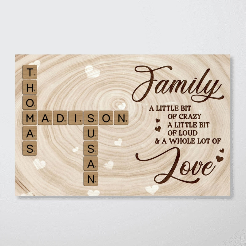 Family Crossword Wall Art A Whole Lot Of Love - Personalized Poster - Sentimental Gift for Loved Ones