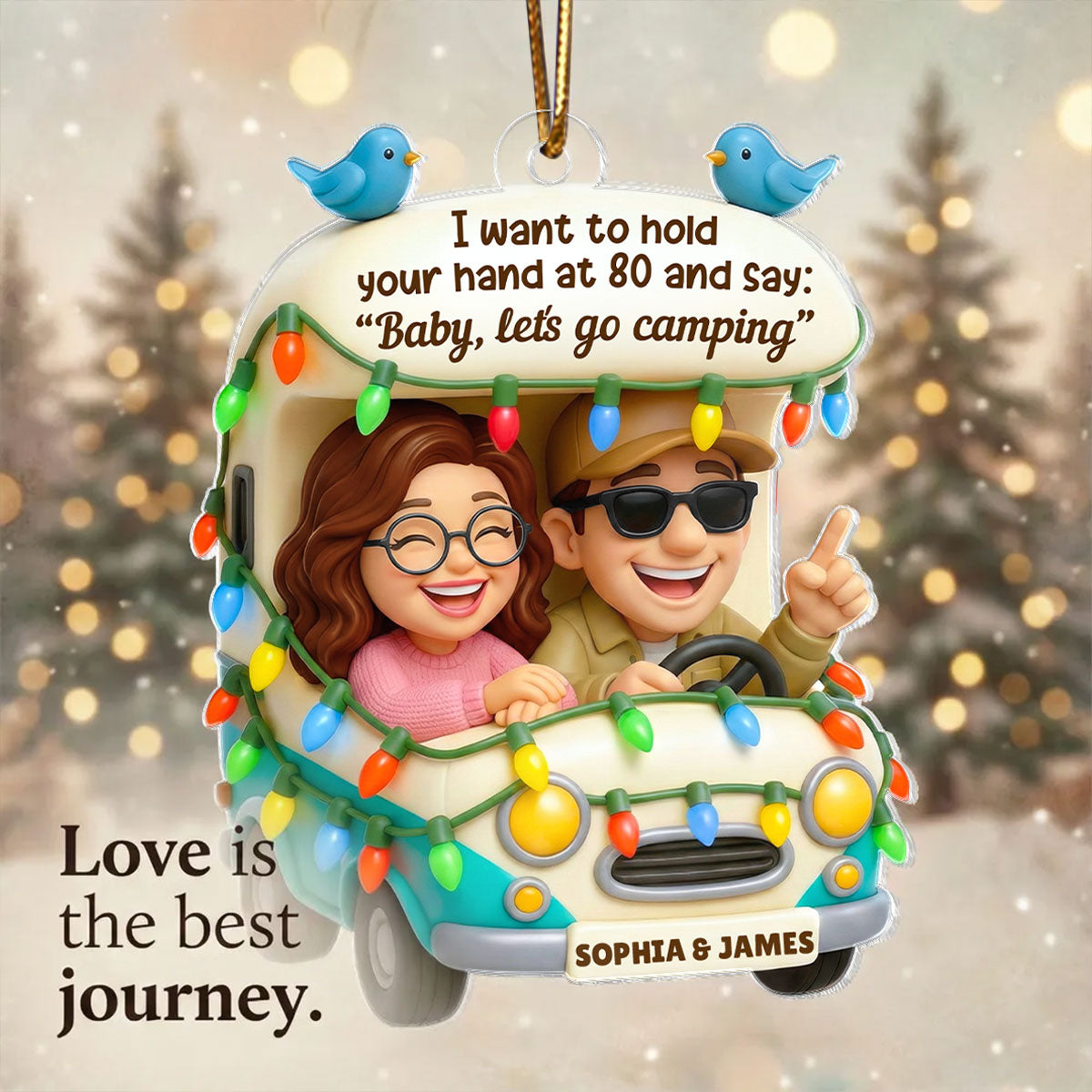 Couple Let's Go Camping - Personalized Acrylic Ornament - Gift For Her, Gift For Him, Gift For Couple