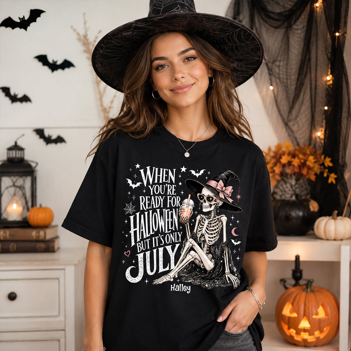 Halloween In July Skeleton Witch - Personalized Shirt - Halloween Gift