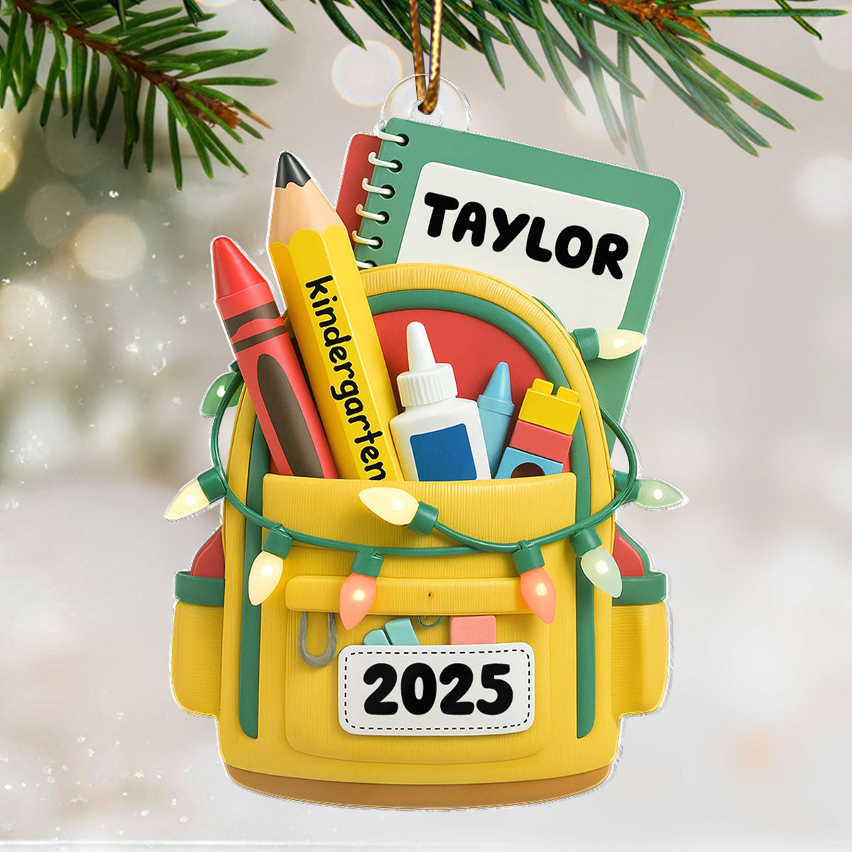 School Backpack Ornament 2026 - Personalized Acrylic Ornament - Christmas Gift for Kid, Grandkids