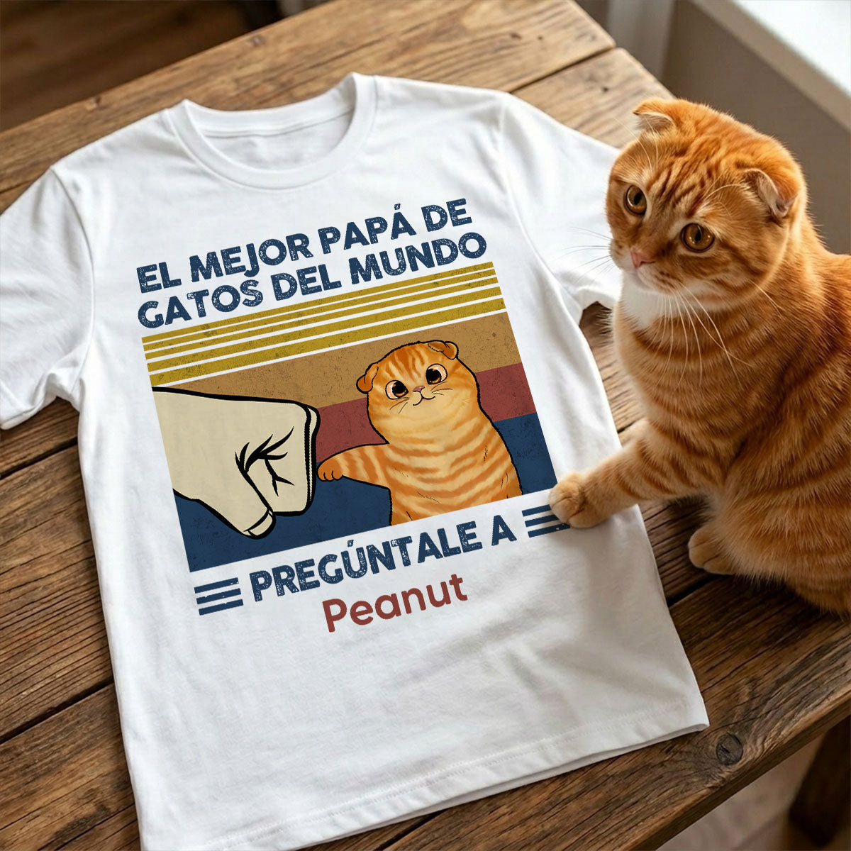 Regalo perfecto para papás de gatos – Camiseta personalizada con choque de puños con tu gato
