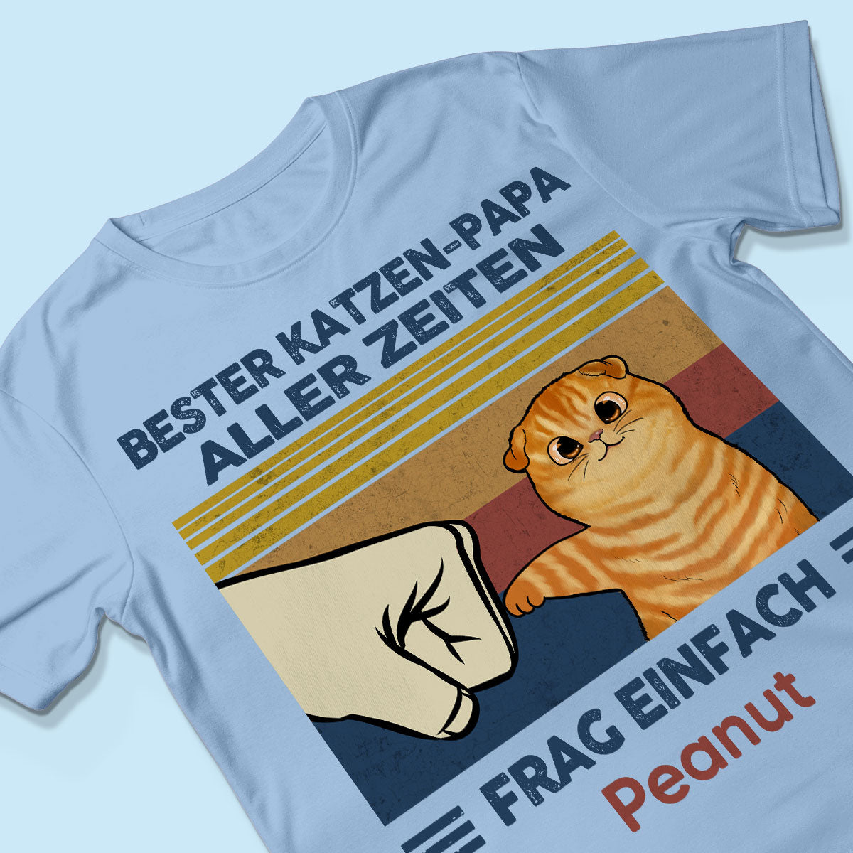 Perfektes Geschenk für Katzenväter – Personalisiertes T-Shirt mit Katzen-Faustgruß