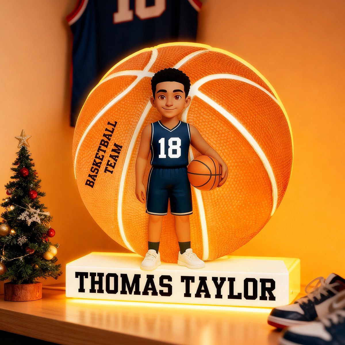 Basketball Boy Girl 3D Effect - Personalized Light Box - Christmas Gift for Teen Boy Girl Daughter Son