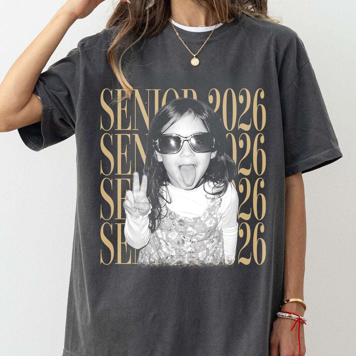 Retro Vintage Photo And Year Senior - Personalized Shirt - Custom Graduate Picture Shirt, Graduation Gift, Family Matching Shirt Graduation Party Celebration