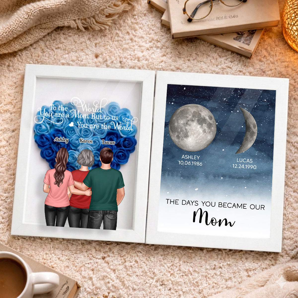 To Us You Are The World Mom - Personalized Flower Shadow Box - Heartfelt Gift For Mom