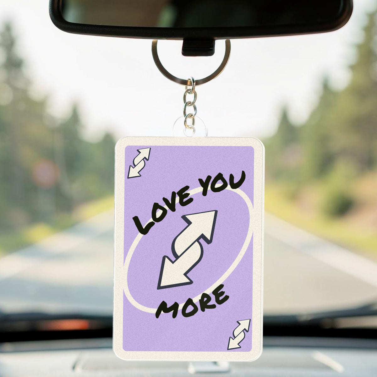 Love You More Game Card Style Cartoon Couple - Personalized Acrylic Keychain - Valentine's Day Gift, Anniversary Gift For Him, For Her