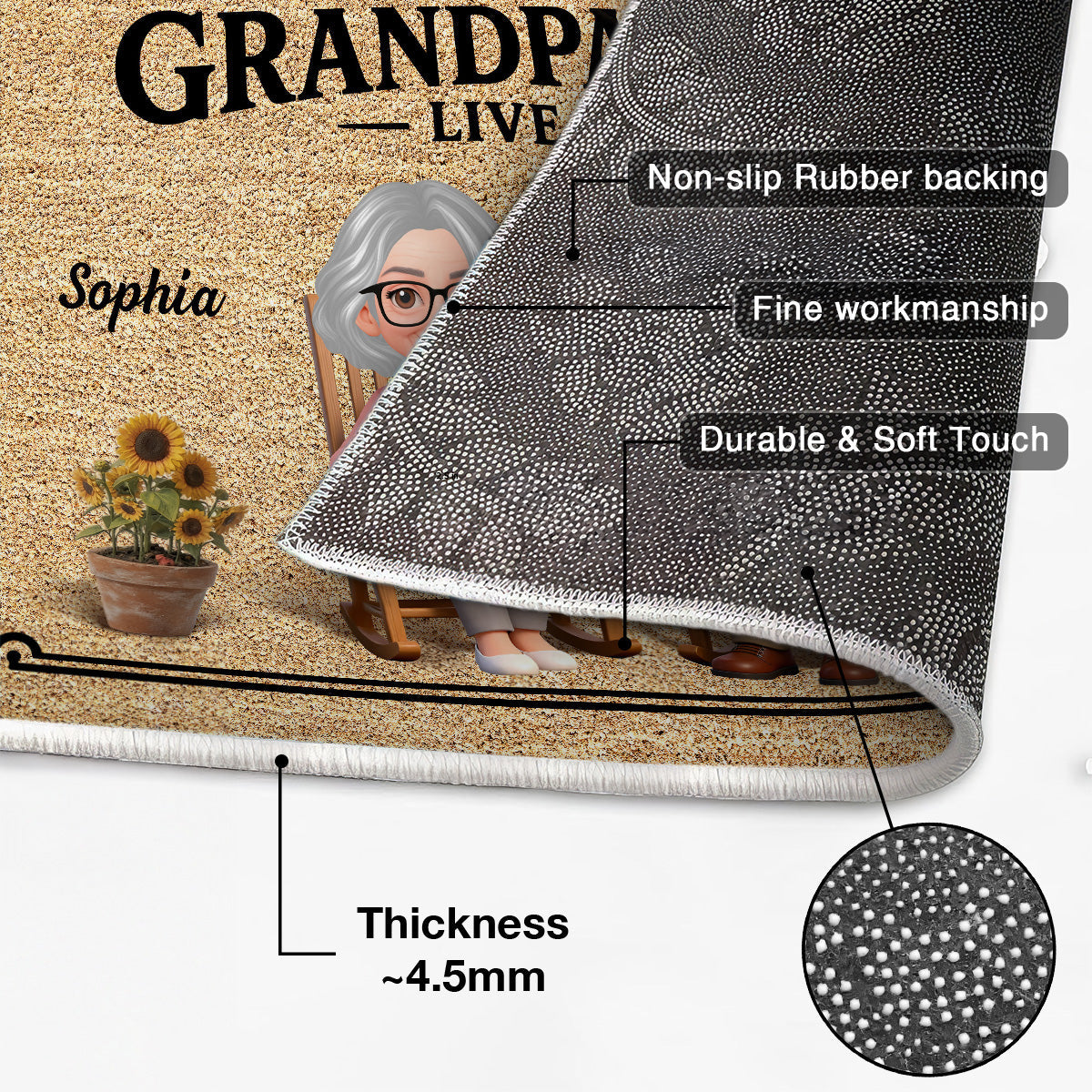 World's Best Grandparents Live Here - Personalized Doormat - Home Decor Gift, Grandkids Welcome Decorations